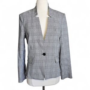 Veronica Beard Farley Dickey Jacket Gray Plaid Single-Button Women's Blazer